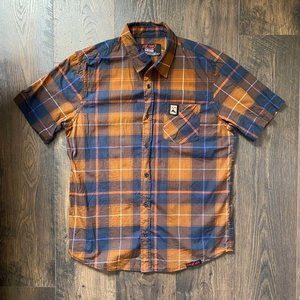 Middle Of Beyond x Evil Dead 2 Necronomicon Plaid Button Up Shirt MOB Brown